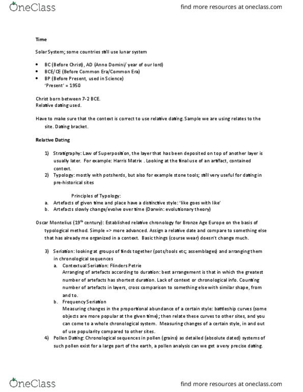 CLA 2110 Lecture Notes - Lecture 5: Absolute Dating, Bronze Age, Issf 10 Meter Air Rifle thumbnail