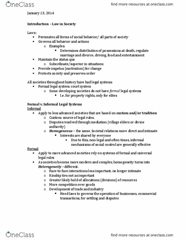 Sociology 2260A/B Lecture Notes - Lecture 1: Sexual Assault, E. Adamson Hoebel, Consolidated Laws Of New York thumbnail