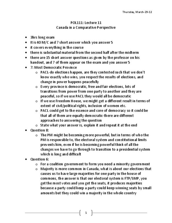 POL111H5 Lecture Notes - Lecture 11: Cooperative Federalism, Provincial Rights Party, Industrial Revolution thumbnail