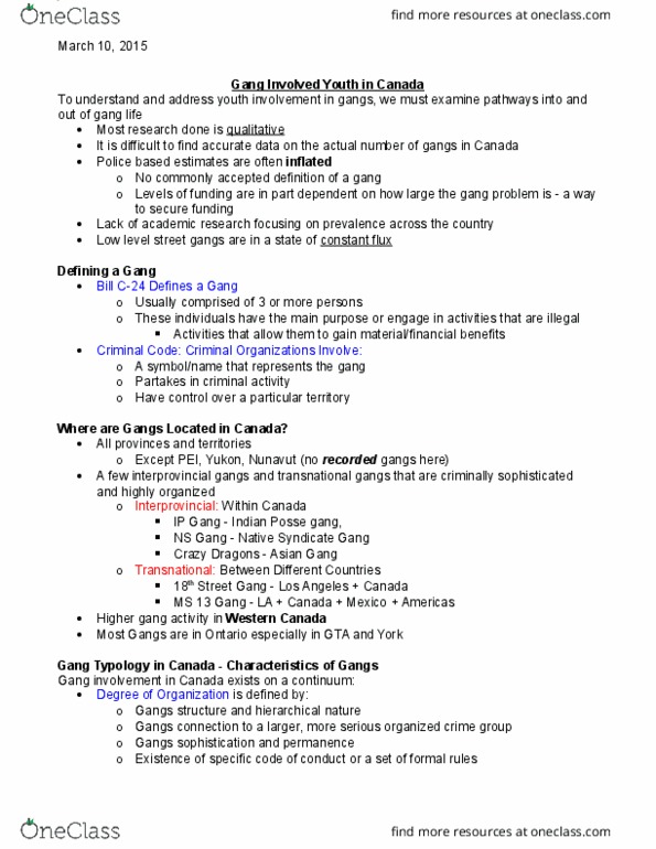 Sociology 2267A/B Lecture Notes - Lecture 13: Mississippi Highway 13, Extortion thumbnail