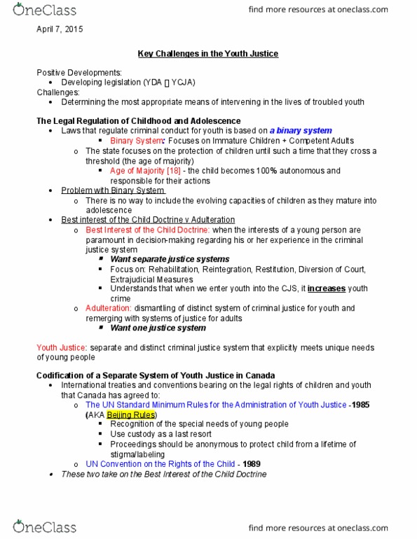 Sociology 2267A/B Lecture Notes - Lecture 19: Therapeutic Jurisprudence, Binary System, World Forum For Harmonization Of Vehicle Regulations thumbnail