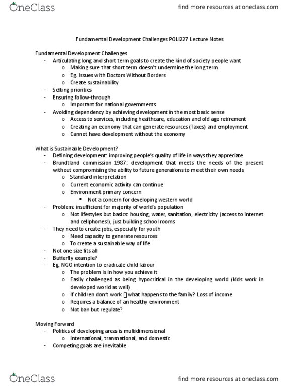 POLI 227 Lecture Notes - Lecture 13: Médecins Sans Frontières, Brundtland Commission thumbnail