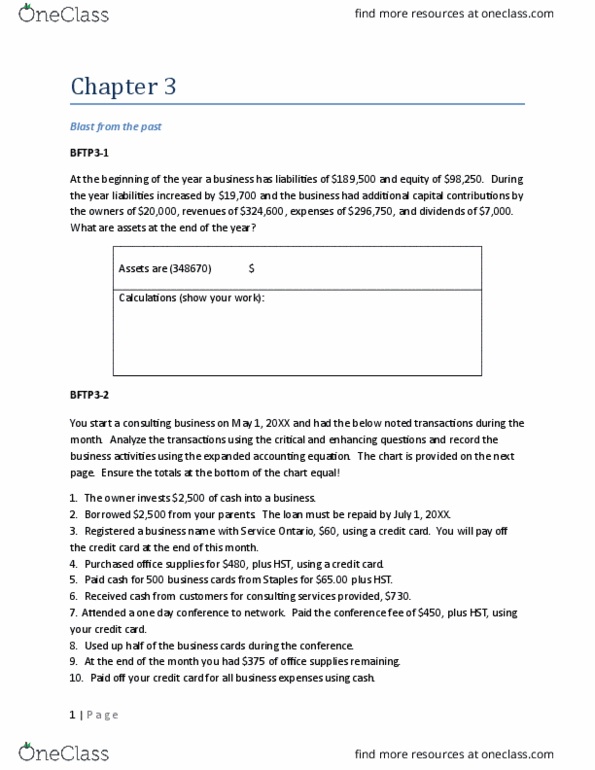 ACC 100 Lecture Notes - Lecture 3: Deferral, Accounts Payable, Liability Insurance thumbnail