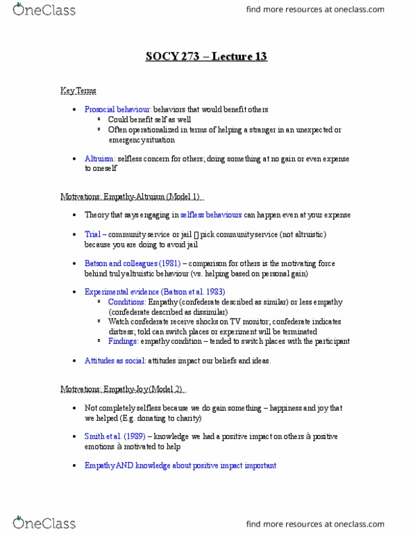 SOCY 273 Lecture Notes - Lecture 13: Kin Selection, Distant Relatives, David Buss thumbnail