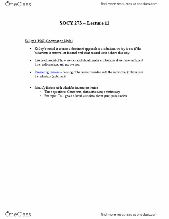 SOCY 273 Lecture Notes - Lecture 10: Fundamental Attribution Error, Obsessive–Compulsive Disorder, Social Representation thumbnail
