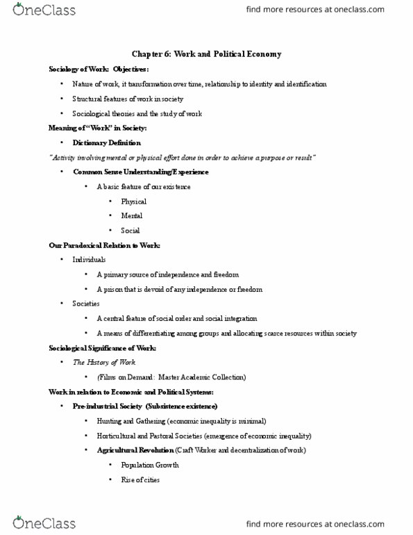 SOC 111 Lecture Notes - Lecture 6: Primary Sector Of The Economy, Barter, Consumerism thumbnail