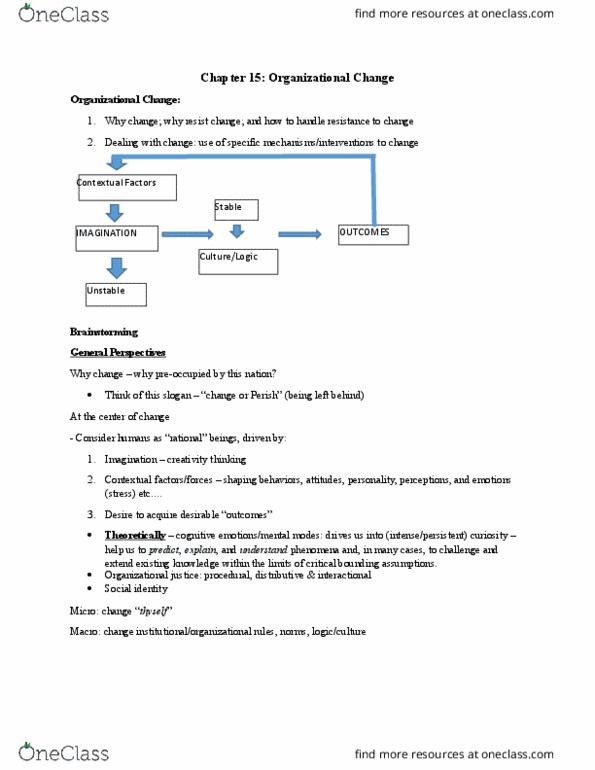 COMM 105 Lecture Notes - Lecture 15: Force-Field Analysis, Kurt Lewin, Organizational Justice thumbnail