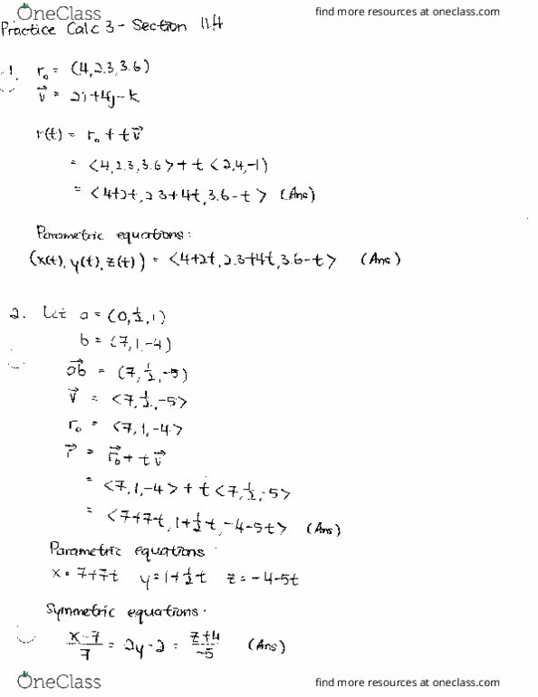 MATH 251 Chapter 11.4: Section 11.4 (Practice) thumbnail