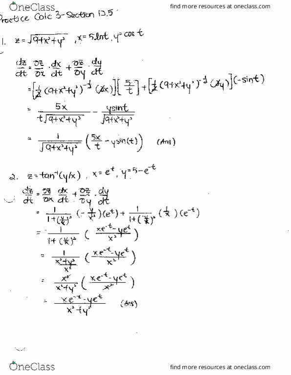 MATH 251 Chapter 12.5: Section 12.5 (Practice) thumbnail