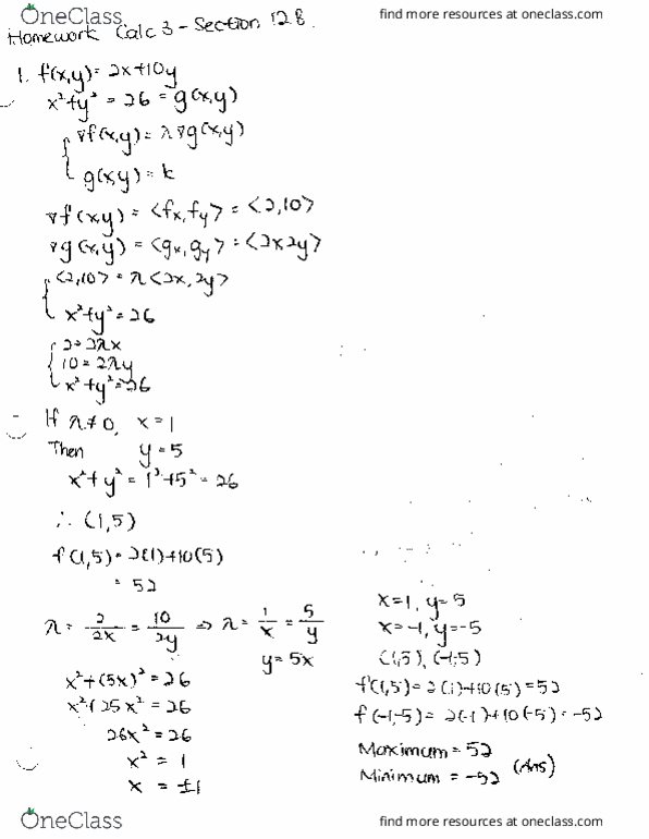 MATH 251 Chapter 12.8: Section 12.8 (Homework) thumbnail