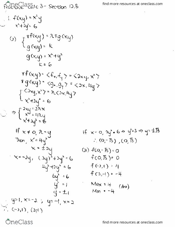 MATH 251 Chapter 12.8: Section 12.8 (Practice) thumbnail