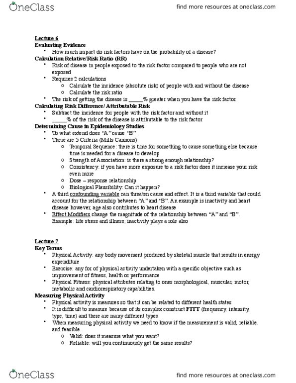 KINESIOL 1C03 Lecture Notes - Lecture 6: Relative Risk, Confounding, Skeletal Muscle thumbnail