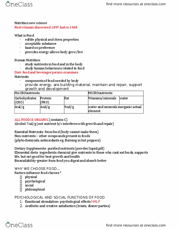 Foods and Nutrition 1021 Lecture Notes - Lecture 1: Hot Cross, Diet Food, Overnutrition thumbnail