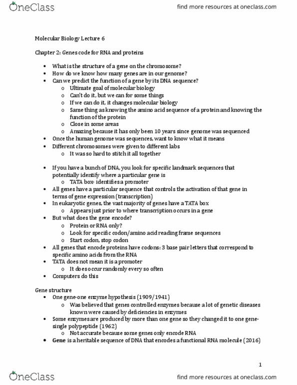 BIOL 2131 Lecture Notes - Lecture 6: Tata Box, Wild Type, Noncoding Dna thumbnail