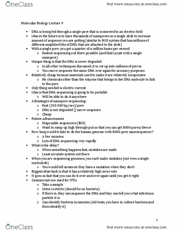 BIOL 2131 Lecture Notes - Lecture 9: Nanopore Sequencing, Nanopore, Dna Microarray thumbnail