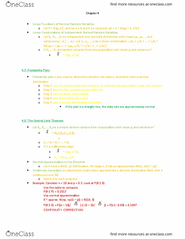 STAT 3460 Lecture Notes - Lecture 6: Probability Plot, Linear Combination, Quartile thumbnail