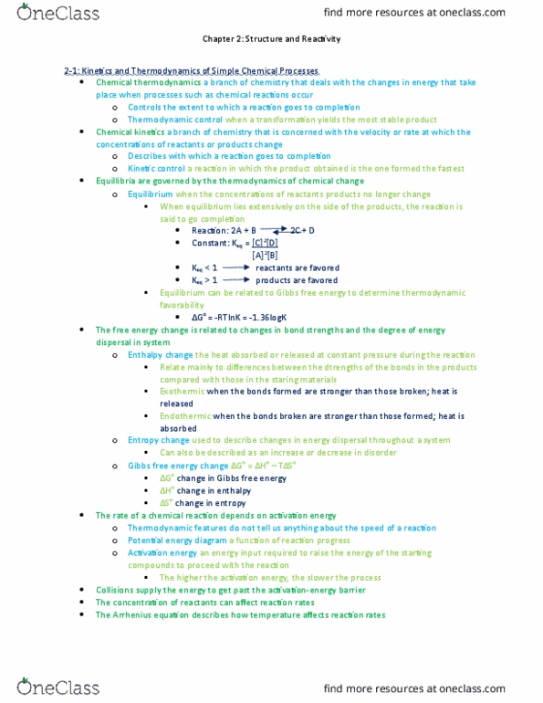 CHEM 2510 Lecture Notes - Lecture 3: Gibbs Free Energy, Chemical Thermodynamics, Chemical Kinetics thumbnail