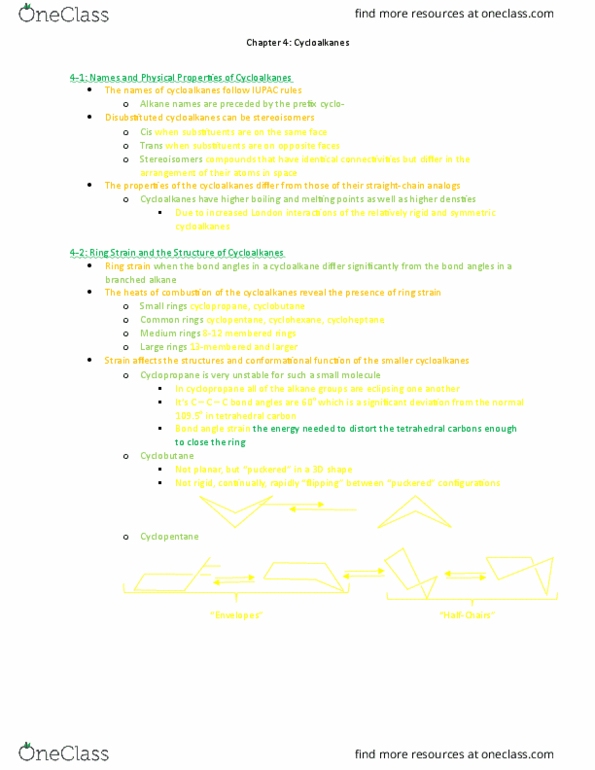 CHEM 2510 Lecture Notes - Lecture 6: Cycloalkane, Cyclopropane, Cyclobutane thumbnail