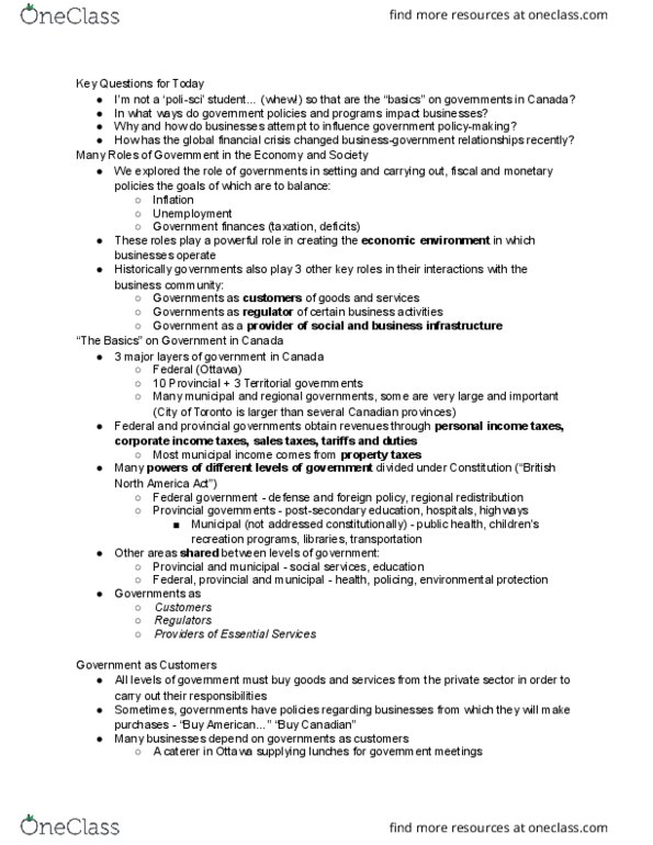 RSM100Y1 Lecture Notes - Lecture 10: Canada Deposit Insurance Corporation, Ontario Securities Commission, Kyoto Protocol thumbnail