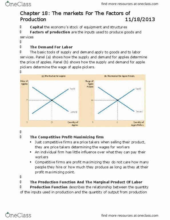 ECON 1116 Chapter Notes - Chapter 18: Marginal Revenue, Marginal Product, Demand Curve thumbnail