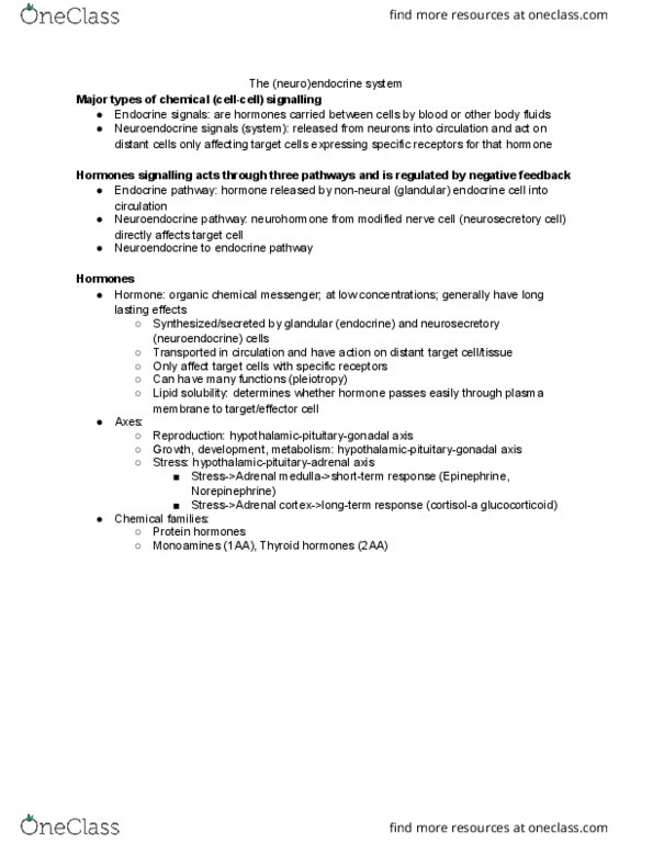 BISC 101 Lecture Notes - Lecture 19: Adrenal Medulla, Adrenal Cortex, Endocrine System thumbnail