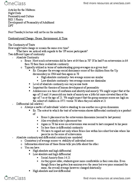 APSY2240 Lecture Notes - Lecture 11: Absolute Continuity, Up Series, Extraversion And Introversion thumbnail