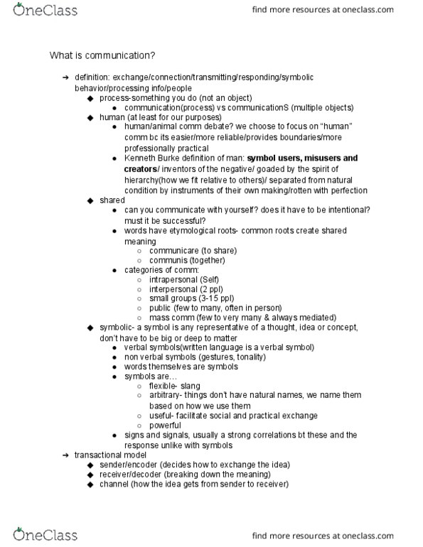 COM CO 101 Lecture Notes - Lecture 1: Kenneth Burke, Stress Management thumbnail