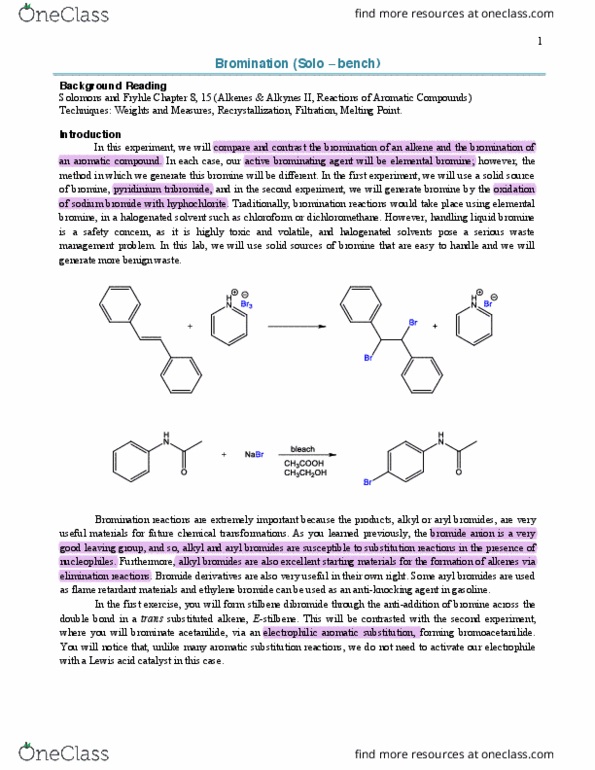 CHEM 212 Lecture Notes - Lecture 7: Electrophilic Aromatic Substitution, Aromaticity, Halogenation thumbnail