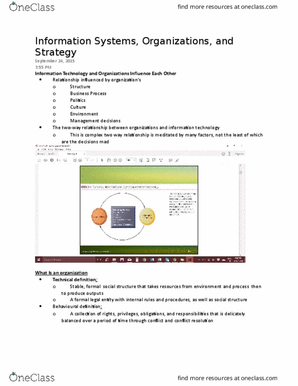 ITM 102 Lecture Notes - Lecture 3: Organizational Culture, Business Process, Pagerank thumbnail
