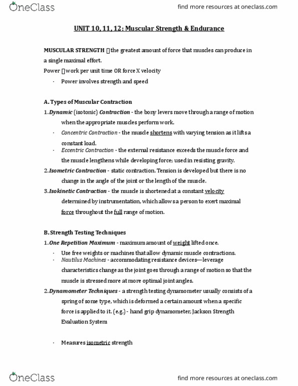 BPK 142 Lecture Notes - Lecture 7: Olympic Weightlifting, Muscle Hypertrophy, Myocyte thumbnail