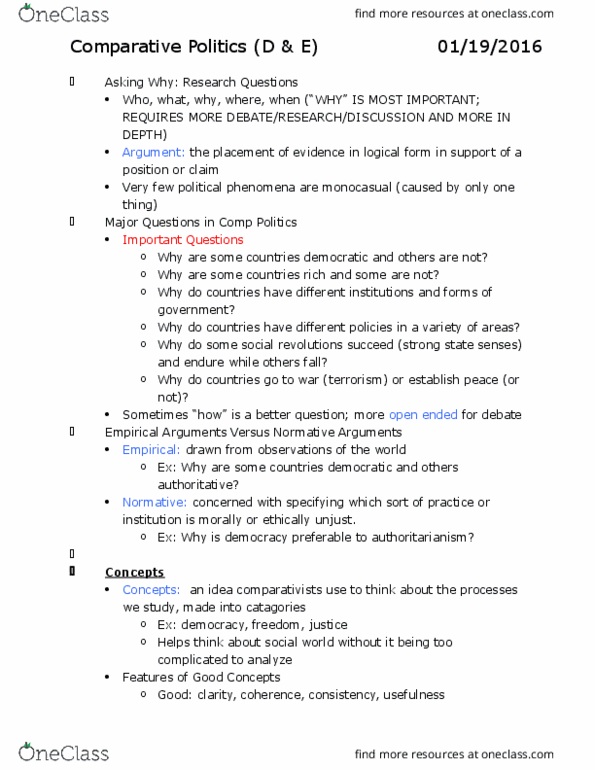 POLS 1155 Lecture Notes - Lecture 1: Authoritarianism, Operationalization thumbnail