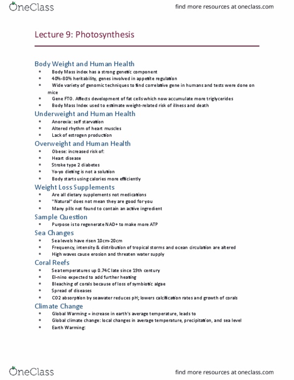 BIOL 1020 Lecture Notes - Lecture 9: Body Mass Index, Ocean Current, Calcification thumbnail