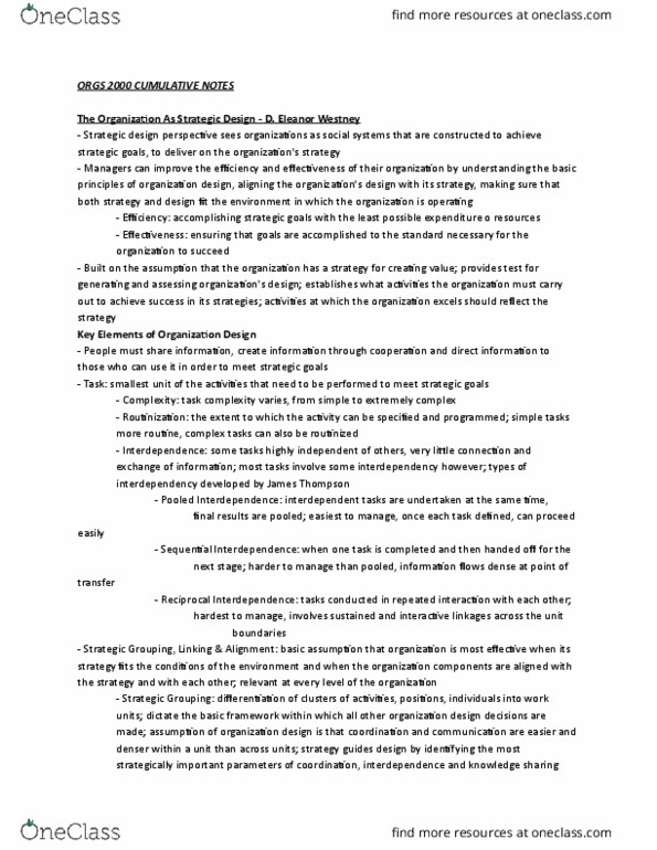 ORGS 2010 Chapter Notes - Chapter 1-3: Organizational Architecture, Railways Act 1921, Email thumbnail