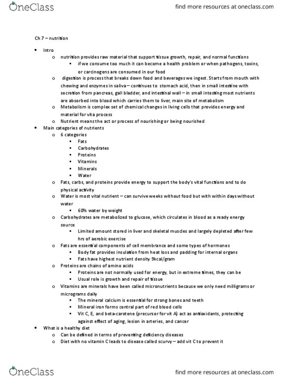 BPK 140 Chapter Notes - Chapter 7: Omega-3 Fatty Acid, Dietary Fiber, Saturated Fat thumbnail