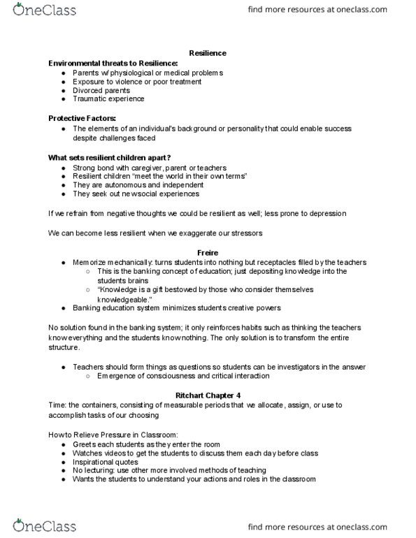 EDT 190 Chapter Notes - Chapter 4-5: Block Scheduling thumbnail