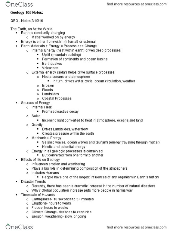 GEOL105 Lecture Notes - Lecture 14: Continental Crust, Oceanic Crust, Oceanic Basin thumbnail