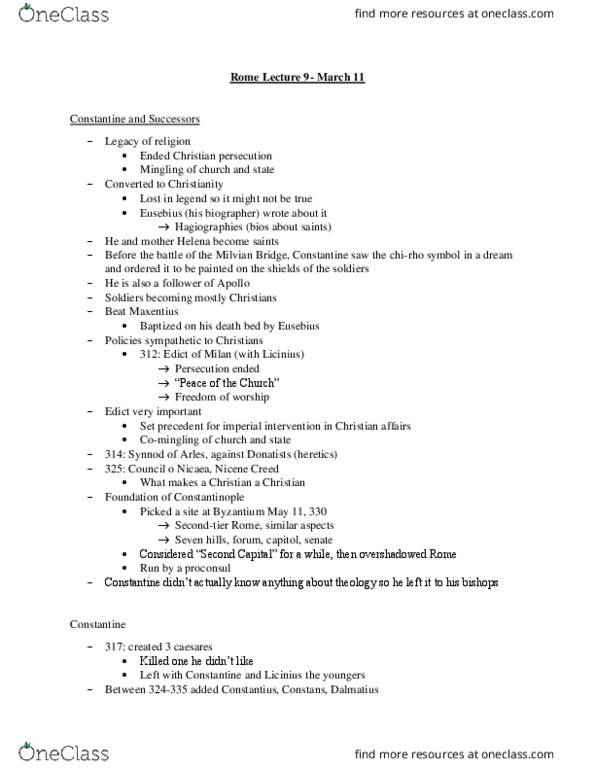 HIST 2905 Lecture Notes - Lecture 9: Constantius Ii, Shapur Ii, Praetorian Prefect thumbnail