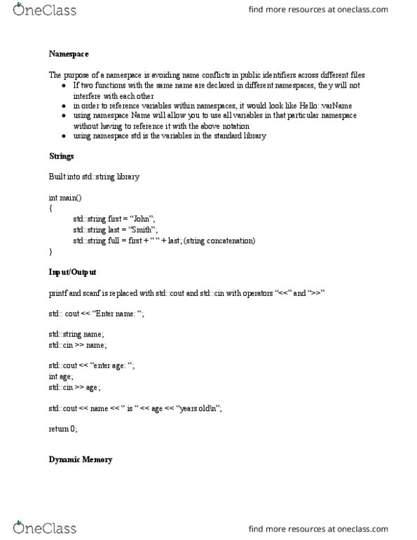 EECE 2160 Lecture Notes - Lecture 3: Concatenation, Type Constructor, Scanf Format String thumbnail