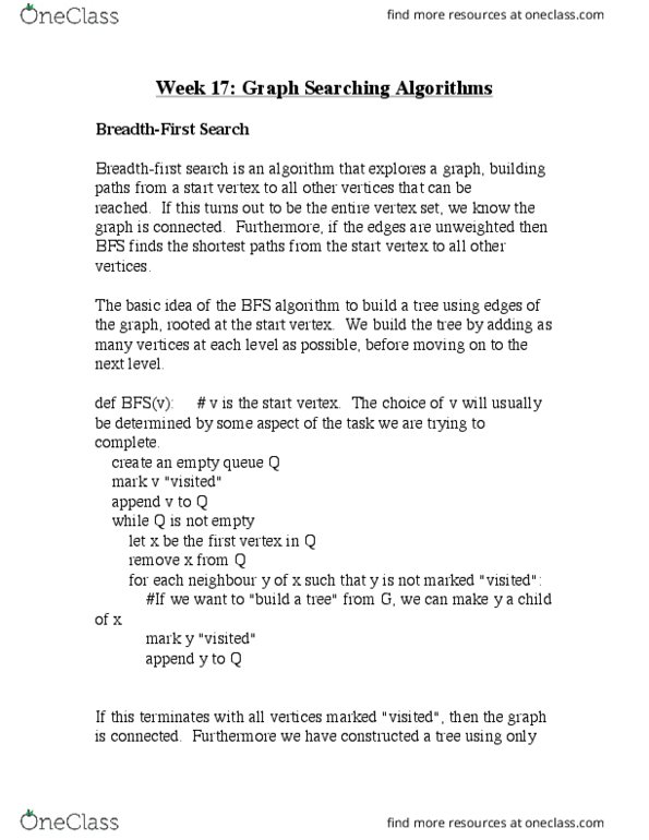 CISC 235 Lecture 17: Week 17- Graph Searching Algorithms thumbnail