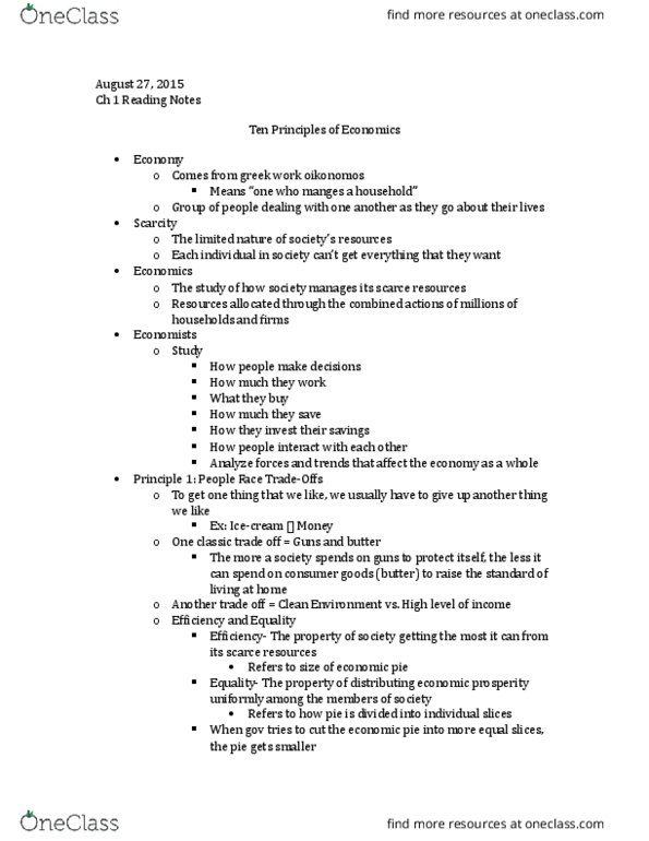 ECON 1000 Lecture Notes - Lecture 2: Opportunity Cost, Externality thumbnail