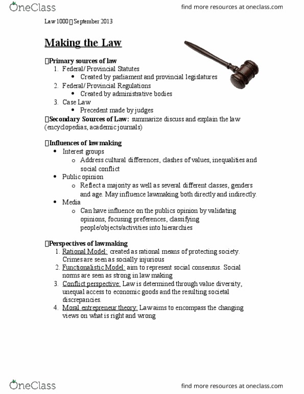 LAWS 1000 Lecture Notes - Lecture 4: Canadian Human Rights Act thumbnail
