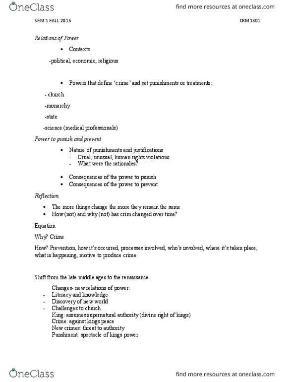 CRM 1301 Lecture Notes - Lecture 1: The Magdalene Sisters, Elizabeth Fry, Cesare Beccaria thumbnail