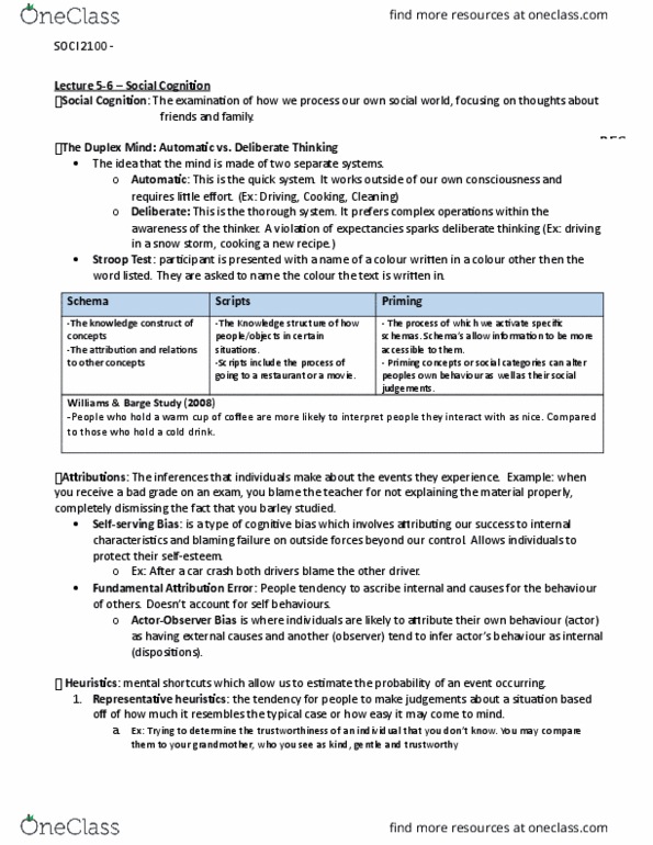 PSYC 2100 Lecture Notes - Lecture 5: Fundamental Attribution Error, Stroop Effect, Cognitive Bias thumbnail