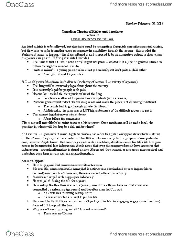 SOSC 3360 Lecture Notes - Lecture 18: Tyler Clippard, Assisted Suicide, Arson thumbnail
