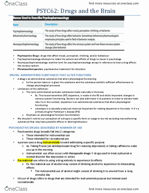 PSY100H1 Chapter Notes - Chapter 1: Clinical Study Design, Drug Development, Pharmacokinetics thumbnail