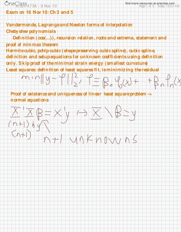 MATH 475A Lecture Notes - Lecture 3: Cubic Hermite Spline, Chebyshev Polynomials, Matlab thumbnail