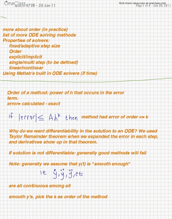 MATH 475B Lecture Notes - Lecture 3: Euler Method thumbnail