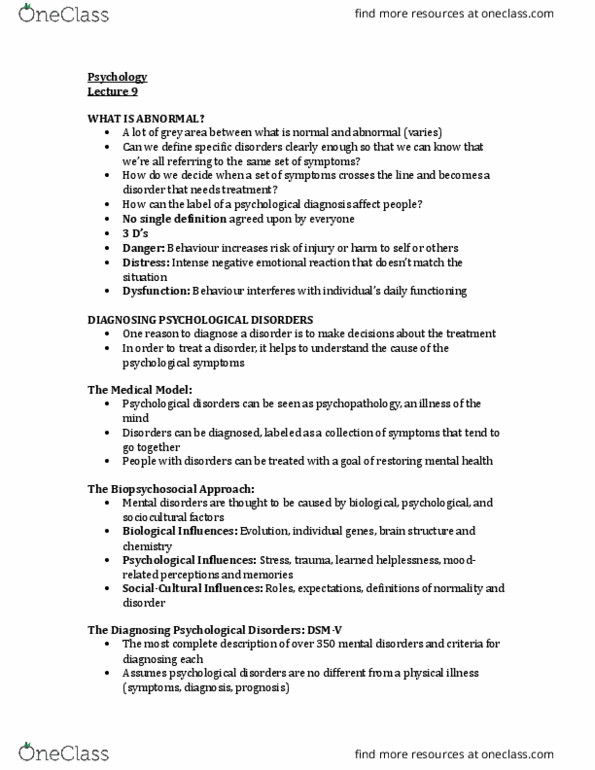 PSYC 1000 Lecture Notes - Lecture 9: Narcissistic Personality Disorder, Histrionic Personality Disorder, Antisocial Personality Disorder thumbnail