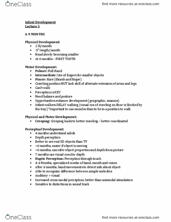 FRHD 2260 Lecture Notes - Lecture 5: Depth Perception, Crossmodal, Unimodality thumbnail