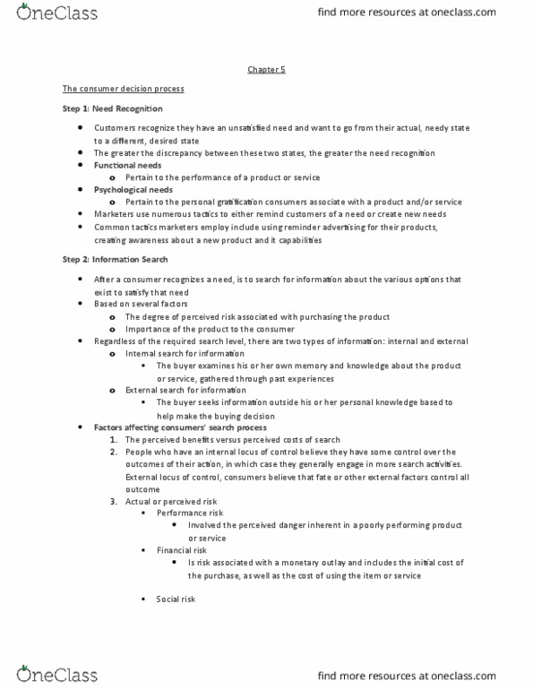 ADM 2320 Lecture Notes - Lecture 5: Decision Rule, Customer Satisfaction, Financial Risk thumbnail